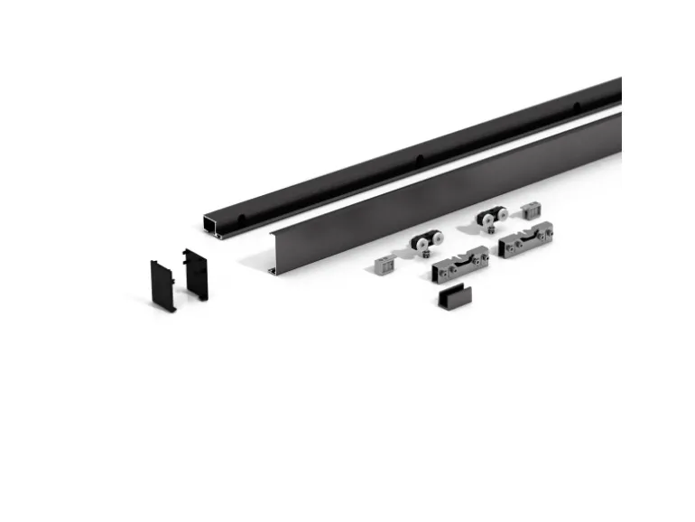 Levidor Glasschiebetür Komplettset 77,5 x 217,5 cm Satiniert Schwarz mit Griffmuschel