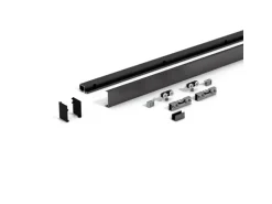 Levidor Glasschiebetür Komplettset 102,5 x 205 cm Satiniert Schwarz mit Stangengriff und SoftClose