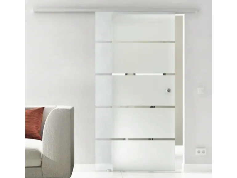 Levidor Glasschiebetür Komplettset 102,5 x 217,5 cm Berlin Aluminium mit Griffmuschel