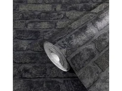 Marburg Vliestapete Imagine Holz/Stein Schwarz