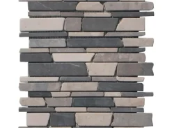 Marmormosaik Black Grey Creme 30,5 cm x 30,5 cm