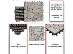 MCW Steinfliese E18 Bodenfliese Steckfliese Balkon/Terrasse Naturstein 11x Je 30x30cm - 1m² Granit Bunt