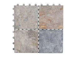 MCW Steinfliese E18 Bodenfliese Steckfliese Balkon/Terrasse Naturstein 11x Je 30x30cm - 1m² Granit Bunt