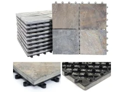 MCW Steinfliese E18 Bodenfliese Steckfliese Balkon/Terrasse Naturstein 11x Je 30x30cm - 1m² Granit Bunt