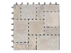 MCW Steinfliese K70 Bodenfliese Steckfliese Balkon/Terrasse Naturstein 11x Je 30x30cm - 1m² Weiß