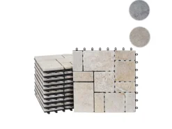 MCW Steinfliese K70 Bodenfliese Steckfliese Balkon/Terrasse Naturstein 11x Je 30x30cm - 1m² Weiß