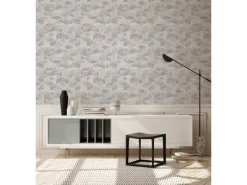 Metropolitan Stories II Vliestapete Grafik Marmor Fliesen hellgrau silber FSC®