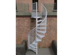 Minka Außentreppe Rondo Zink Ø 160 cm Weiß Geschosshöhe bis 305 cm