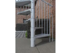 Minka Außentreppe Rondo Zink Ø 160 cm Weiß Geschosshöhe bis 305 cm