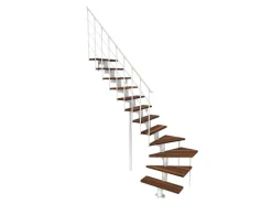 Minka Mittelholmtreppe Comfort Top Turn Walnuss Weiß Raumhöhe bis 312 cm