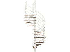 Minka Spindeltreppe Fusion Ø 140 cm Walnuss Weiß Raumhöhe bis 295 cm