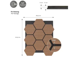 ML-Design Akustikpaneel Hexagon 2Er Set 66x81x2 cm Teak aus MDF