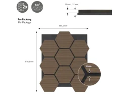 ML-Design Akustikpaneel Hexagon 2Er Set 66x81x2 cm Braun aus MDF