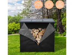 ML-Design Kaminholzregal Abdeckung LxH 185x125 cm Schwarz Wetterfest