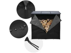 ML-Design Kaminholzregal Abdeckung LxH 185x125 cm Schwarz Wetterfest