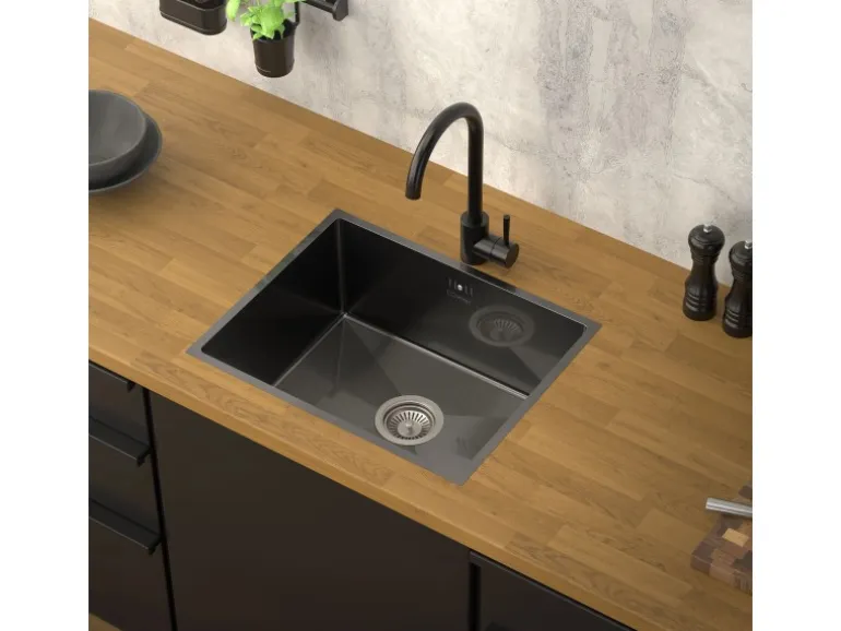 ML-Design Spülbecken Edelstahl 50x40 cm Anthrazit Eckig 1 Becken mit Siphon