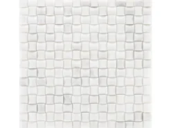 Mosaik Marmor Basket 3D Weiß poliert 30 cm x 30 cm