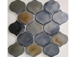 Mosaikmatte Cadiz Arabesque Keramik Schwarz 26,4 cm x 28,3 cm