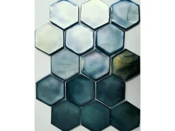 Mosaikmatte Cadiz Hexagon Keramik Grün 26 cm x 29,9 cm