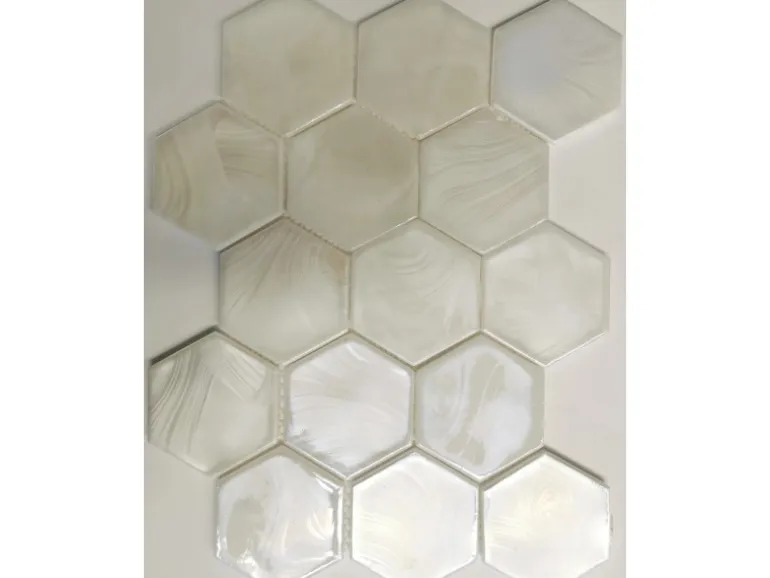 Mosaikmatte Cadiz Hexagon Keramik Weiß 26 cm x 29,9 cm