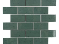 Mosaikmatte Castello Brick Keramik Dunkelgrün 30,3 cm x 30,6 cm