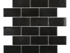 Mosaikmatte Castello Brick Keramik Schwarz 30,3 cm x 30,6 cm
