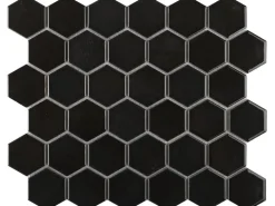 Mosaikmatte Castello Hexagon Keramik Schwarz 32 cm x 28 cm