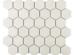 Mosaikmatte Castello Hexagon Keramik Weiß 32 cm x 28 cm