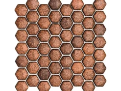 Mosaikmatte Ebru Hexagon Glas Bronze 29 cm x 29 cm