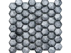 Mosaikmatte Ebru Hexagon Glas Grau 29 cm x 29 cm