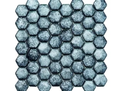 Mosaikmatte Ebru Hexagon Glas Grau 29 cm x 29 cm