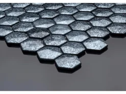 Mosaikmatte Ebru Hexagon Glas Grau 29 cm x 29 cm