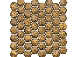 Mosaikmatte Ebru Hexagon Glas Gold 29 cm x 29 cm
