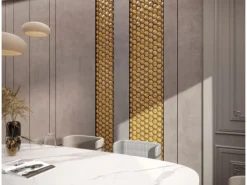 Mosaikmatte Ebru Hexagon Glas Gold 29 cm x 29 cm