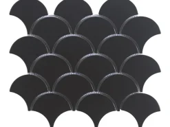 Mosaikmatte Fächer Keramik Schwarz 26 cm x 22 cm