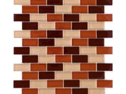 Mosaikmatte Glas Brick Braun Beige Mix 30 cm x 30 cm