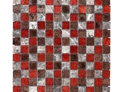 Mosaikmatte Naturstein Metalica Marron 30 cm x 30 cm