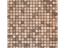 Mosaikmatte Naturstein Travertino Beige Getrommelt 30 cm x 30 cm