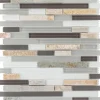 Mosaikmatte Quarzit & Glas Beige-Black-Grey Brick 30 cm x 30 cm