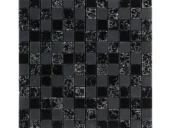 Mosaikmatte Smart Black Glas Schwarz 30 cm x 30 cm