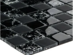 Mosaikmatte Smart Black Glas Schwarz 30 cm x 30 cm