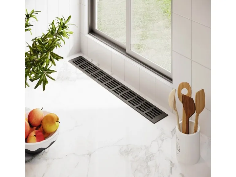 MS Beschläge Alu-Lüftungsgitter 80 x 300 mm Anthrazit RAL 7016 Luftgitter