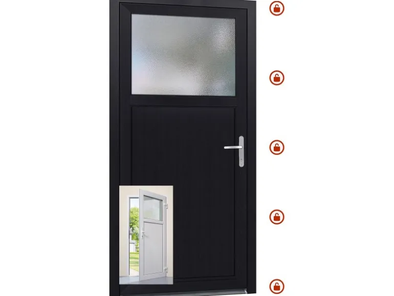 Nebeneingangstür Kunststoff K504 Anschlag Rechts Weiß/Anthrazit 98 cm x 198 cm