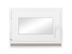Neruli Kellerfenster Kunststoff Weiß Dreh-Kipp 85x55cm BxH DIN Links 2 -Fach Glas Dichtung Grau