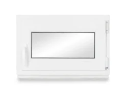 Neruli Kellerfenster Kunststoff Weiß Dreh-Kipp 80x60 cm BxH DIN Rechts 2 -Fach Glas Dichtung Schwarz