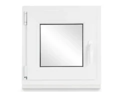 Neruli Kellerfenster Kunststoff Weiß Dreh-Kipp 55x55 cm BxH DIN Links 2 -Fach Glas Dichtung Schwarz