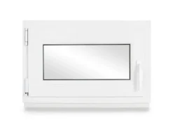 Neruli Kellerfenster Kunststoff Weiß Dreh-Kipp 105x70 cm BxH DIN Links 2 -Fach Glas Dichtung Schwarz