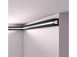 NOEL & MARQUET NMC IL12 Black WALLSTYL Eckleiste Wandleiste lackiert Indirekte Beleuchtung 2 m 200 cm x 2 cm x 2,5 cm Schwarz