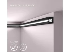 NOEL & MARQUET NMC IL12 Black WALLSTYL Eckleiste Wandleiste lackiert Indirekte Beleuchtung 2 m 200 cm x 2 cm x 2,5 cm Schwarz