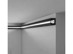 NOEL & MARQUET NMC IL12 Black WALLSTYL Eckleiste Wandleiste lackiert Indirekte Beleuchtung 2 m 200 cm x 2 cm x 2,5 cm Schwarz